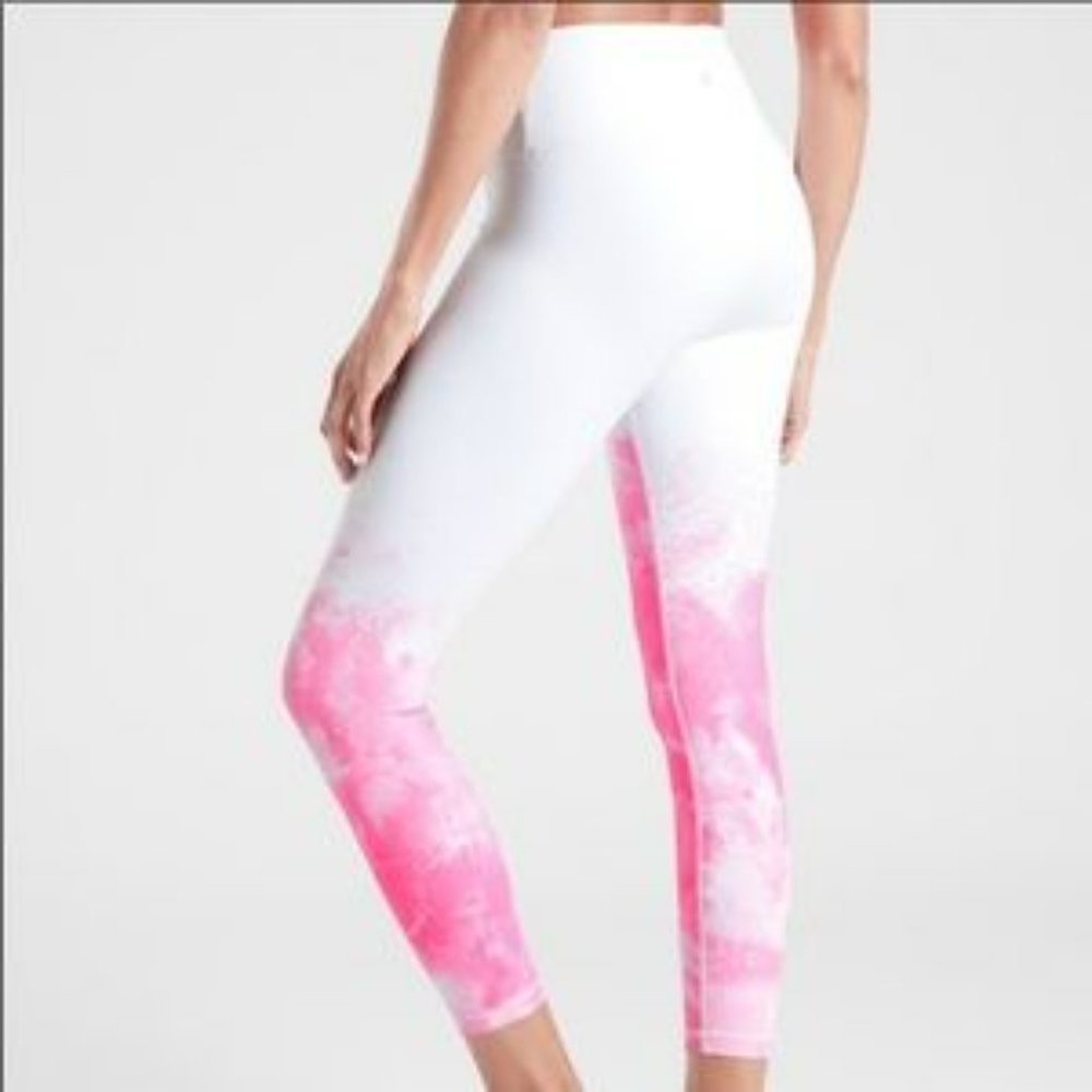 Athleta Pink White Leggings NWOT